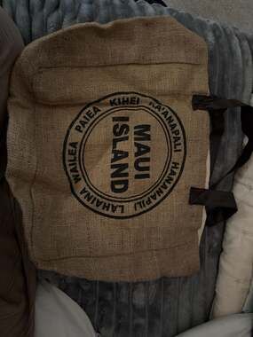 Large Maui Island Jute Burlap Market Tote Bag with Canvas Lining